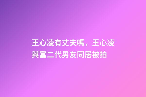 王心凌有丈夫嗎，王心凌與富二代男友同居被拍