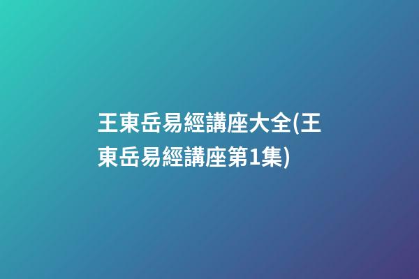 王東岳易經講座大全(王東岳易經講座第1集)