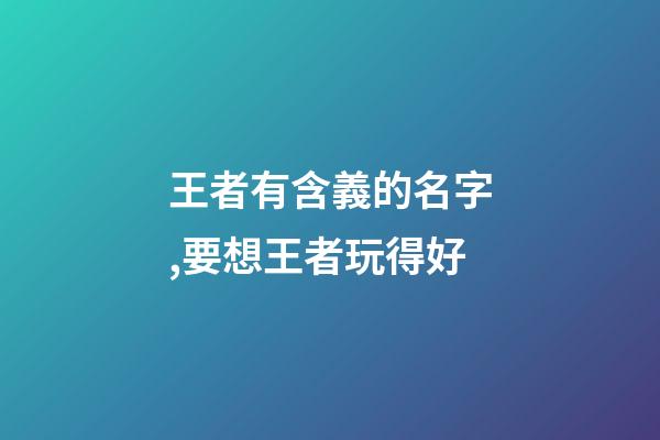 王者有含義的名字,要想王者玩得好-第1張-觀點-玄機派