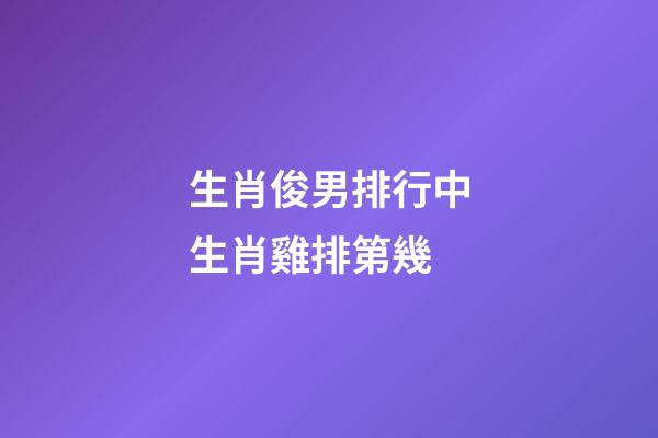 生肖俊男排行中生肖雞排第幾