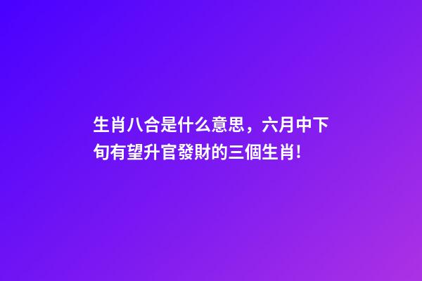 生肖八合是什么意思，六月中下旬有望升官發財的三個生肖!-第1張-觀點-玄機派