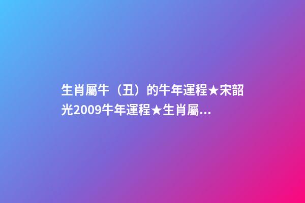 生肖屬牛（丑）的牛年運程★宋韶光2009牛年運程★生肖屬牛牛年每月吉兇