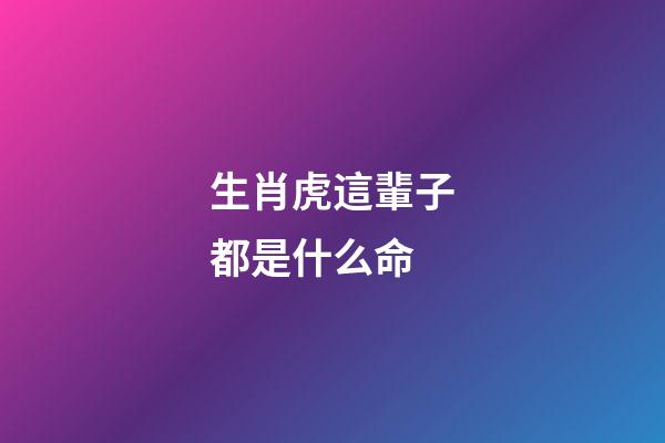 生肖虎這輩子都是什么命