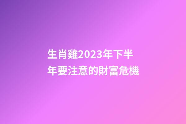 生肖雞2023年下半年要注意的財富危機