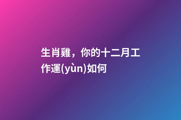 生肖雞，你的十二月工作運(yùn)如何
