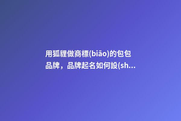 用狐貍做商標(biāo)的包包品牌，品牌起名如何設(shè)計(jì)？-第1張-商標(biāo)起名-玄機(jī)派