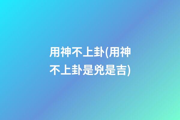 用神不上卦(用神不上卦是兇是吉)