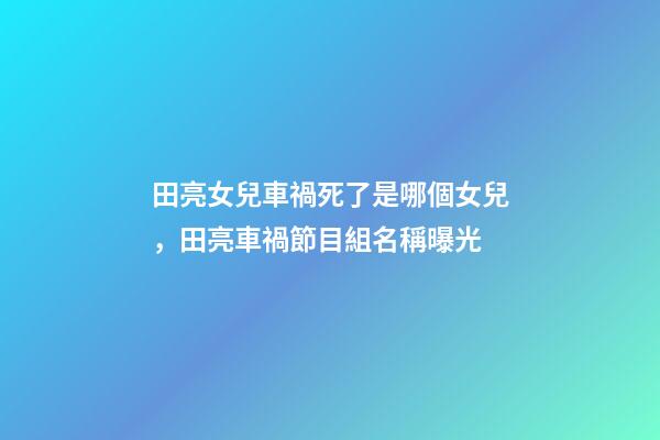 田亮女兒車禍死了是哪個女兒，田亮車禍節目組名稱曝光-第1張-觀點-玄機派
