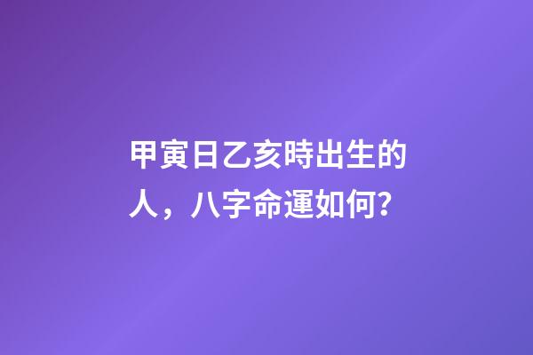 甲寅日乙亥時出生的人，八字命運如何？