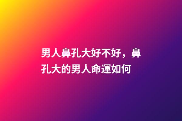 男人鼻孔大好不好，鼻孔大的男人命運如何