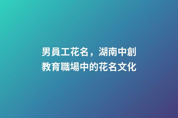 男員工花名，湖南中創教育職場中的花名文化-第1張-觀點-玄機派