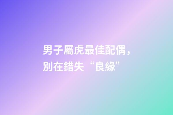 男子屬虎最佳配偶，別在錯失“良緣”-第1張-觀點-玄機派
