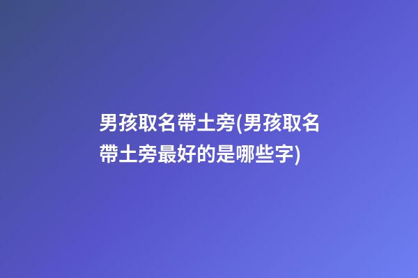 男孩取名帶土旁(男孩取名帶土旁最好的是哪些字)