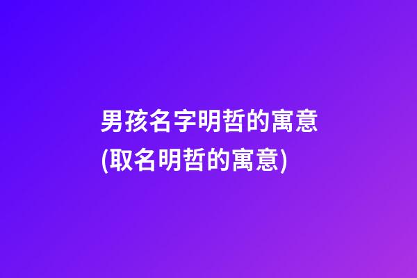 男孩名字明哲的寓意(取名明哲的寓意)