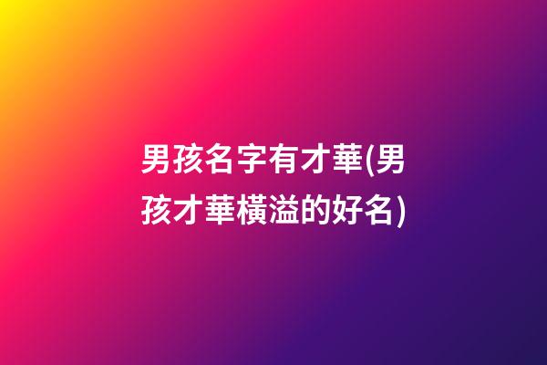 男孩名字有才華(男孩才華橫溢的好名)