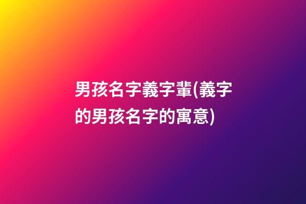 男孩名字義字輩(義字的男孩名字的寓意)