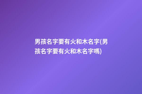 男孩名字要有火和木名字(男孩名字要有火和木名字嗎)