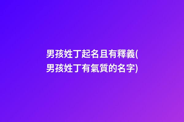 男孩姓丁起名且有釋義(男孩姓丁有氣質的名字)