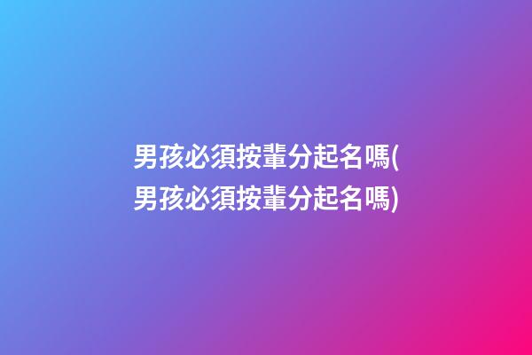 男孩必須按輩分起名嗎(男孩必須按輩分起名嗎)