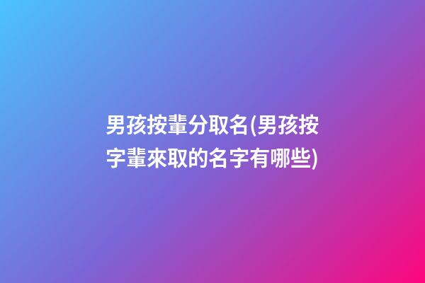 男孩按輩分取名(男孩按字輩來取的名字有哪些)