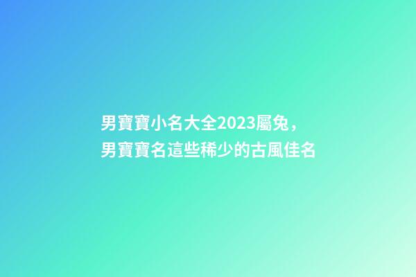 男寶寶小名大全2023屬兔，男寶寶名這些稀少的古風佳名-第1張-觀點-玄機派