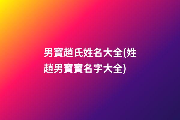 男寶趙氏姓名大全(姓趙男寶寶名字大全)