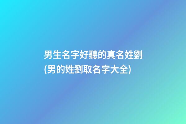 男生名字好聽的真名姓劉(男的姓劉取名字大全)