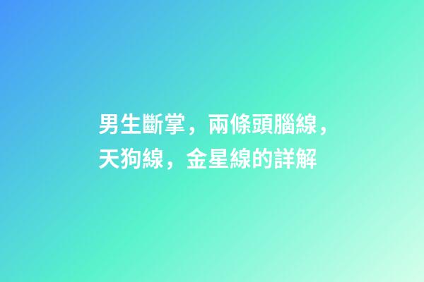 男生斷掌，兩條頭腦線，天狗線，金星線的詳解