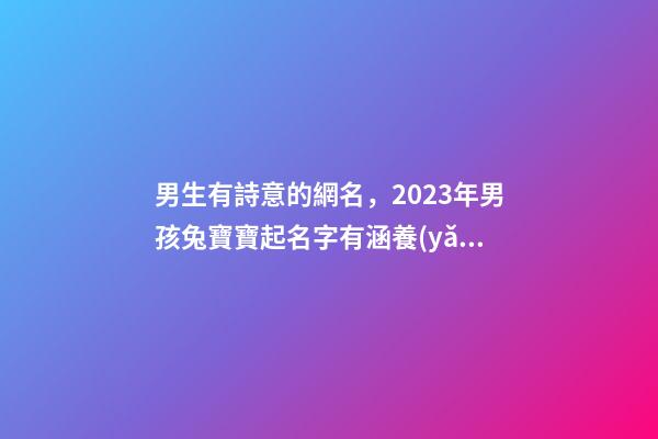 男生有詩意的網名，2023年男孩兔寶寶起名字有涵養(yǎng)又有詩意的男孩名字-第1張-觀點-玄機派