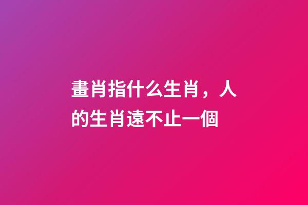 畫肖指什么生肖，人的生肖遠不止一個-第1張-觀點-玄機派