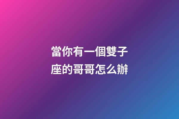 當你有一個雙子座的哥哥怎么辦-第1張-星座運勢-玄機派