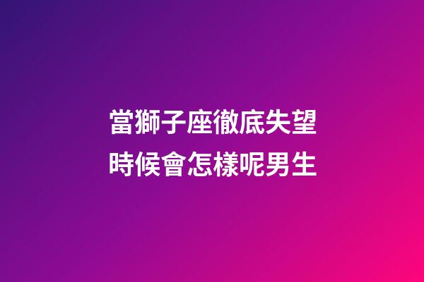 當獅子座徹底失望時候會怎樣呢男生-第1張-星座運勢-玄機派