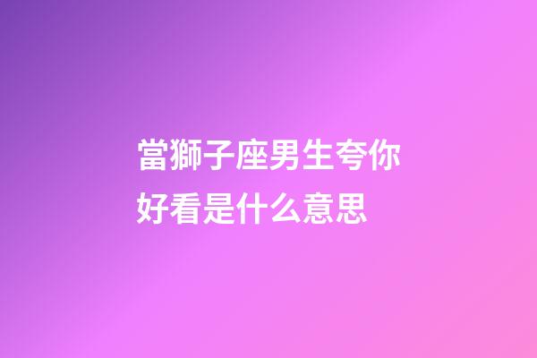 當獅子座男生夸你好看是什么意思-第1張-星座運勢-玄機派