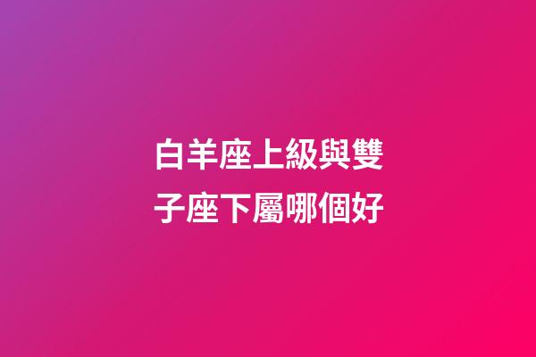 白羊座上級與雙子座下屬哪個好-第1張-星座運勢-玄機派