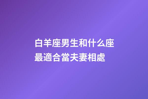 白羊座男生和什么座最適合當夫妻相處-第1張-星座運勢-玄機派
