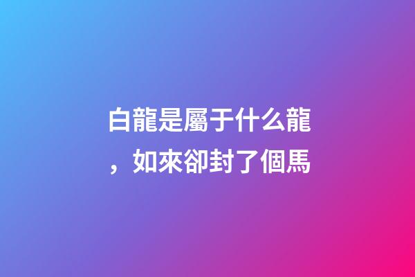 白龍是屬于什么龍，如來卻封了個馬-第1張-觀點-玄機派