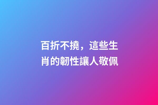百折不撓，這些生肖的韌性讓人敬佩