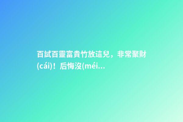 百試百靈富貴竹放這兒，非常聚財(cái)！后悔沒(méi)早點(diǎn)知道