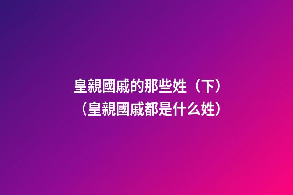 皇親國戚的那些姓（下）（皇親國戚都是什么姓）