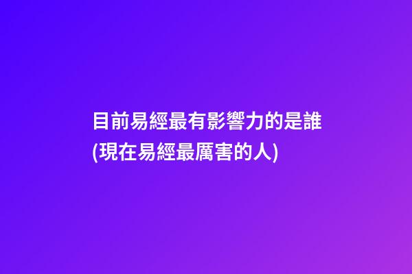 目前易經最有影響力的是誰(現在易經最厲害的人)