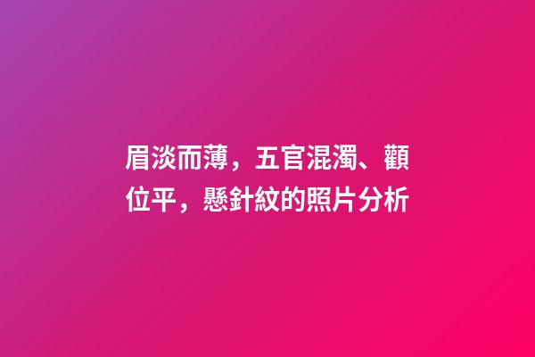 眉淡而薄，五官混濁、顴位平，懸針紋的照片分析
