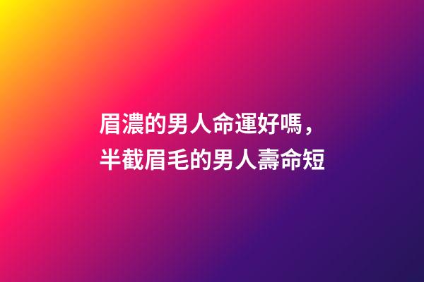 眉濃的男人命運好嗎，半截眉毛的男人壽命短-第1張-觀點-玄機派