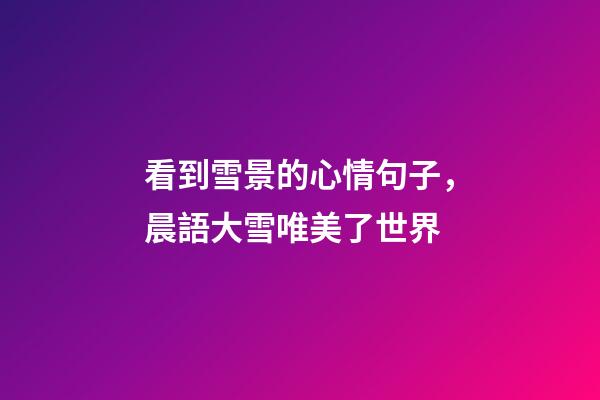 看到雪景的心情句子，晨語大雪唯美了世界-第1張-觀點(diǎn)-玄機(jī)派