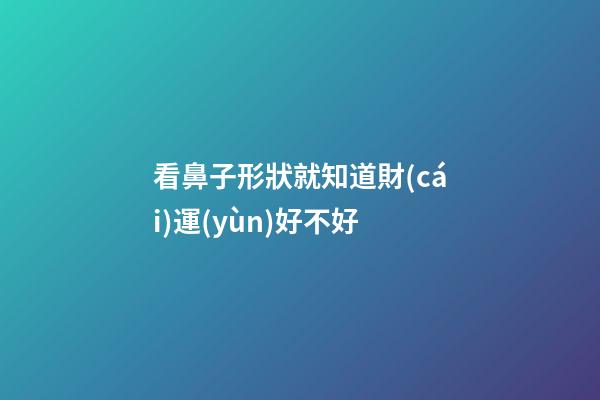 看鼻子形狀就知道財(cái)運(yùn)好不好