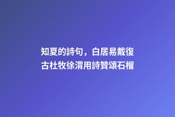 知夏的詩句，白居易戴復古杜牧徐渭用詩贊頌石榴-第1張-觀點-玄機派