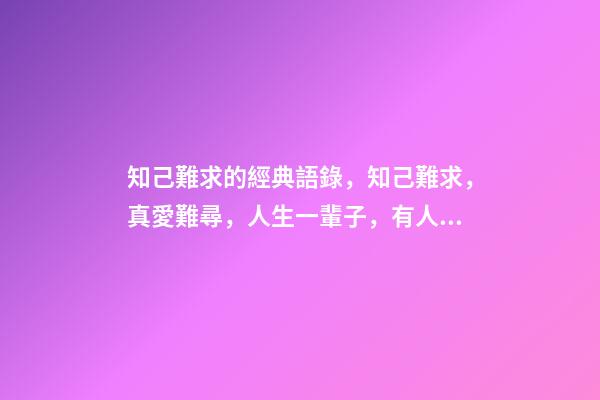 知己難求的經典語錄，知己難求，真愛難尋，人生一輩子，有人懂就好-第1張-觀點-玄機派