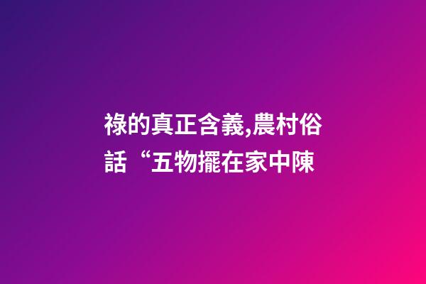 祿的真正含義,農村俗話“五物擺在家中陳-第1張-觀點-玄機派