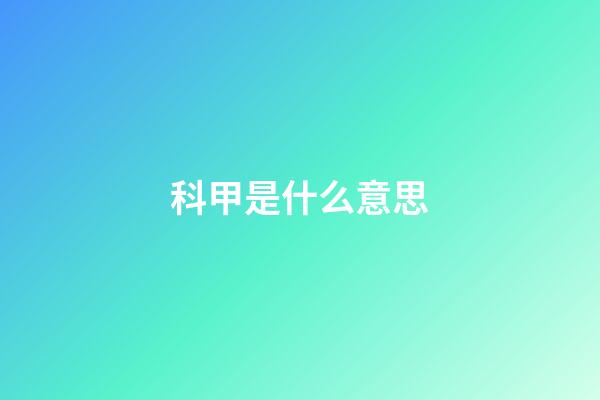 科甲是什么意思?