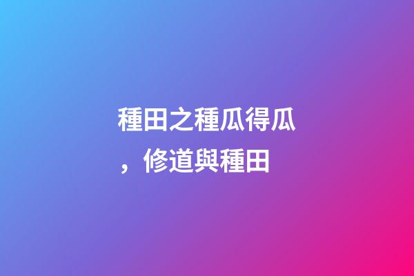 種田之種瓜得瓜，修道與種田(黃帝訪道)