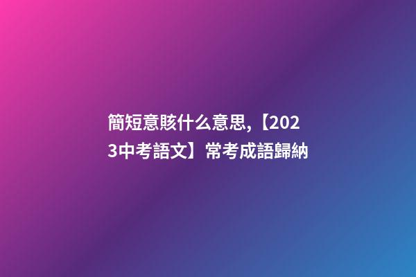 簡短意賅什么意思,【2023中考語文】常考成語歸納(3)-第1張-觀點-玄機派